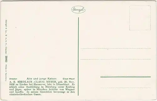 Gemälde: Alte und junge Katzen - Claus Meyer 1916