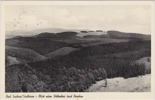 Bad Sachsa Blick zum Stöberhai und Brocken 1955