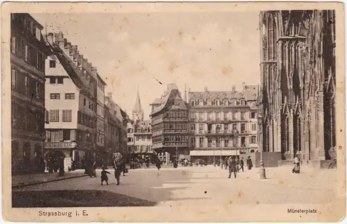 Straßburg Strasbourg  Münsterplatz 1914