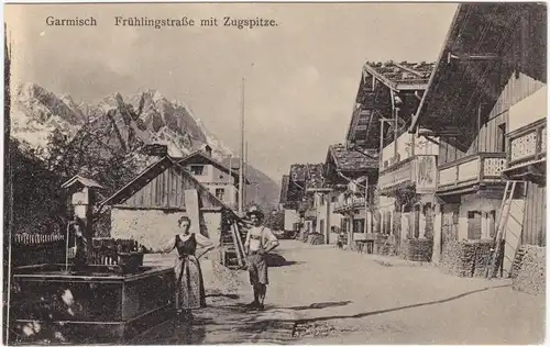 Garmisch-Partenkirchen  Frühlingstraße mit Zugspitze 1914