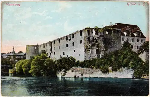 Halle (Saale) Moritzburg vom Wasser aus 1910