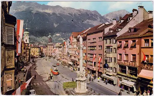 Ansichtskarte Innsbruck Maria-Thereseien-Straße gegen Nordkette 1965