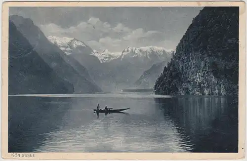 Ansichtskarte Schönau am Königssee Blick auf den Königssee und Ruderboot 1917