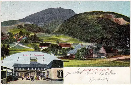 Waltersdorf-Großschönau (Sachsen) Reliefkarte: Lausche mit Berg-Restaurant 1905