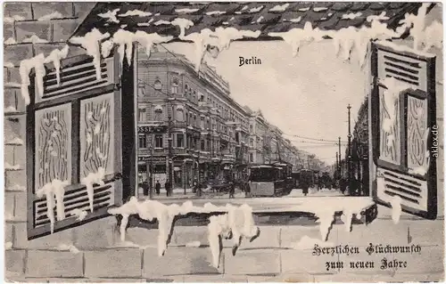 Berlin Winterkarte - Straßenpartie - Neujahr 1915