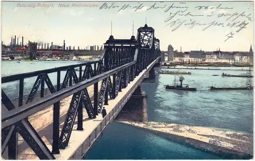 Duisburg Neue Rheinbrücke - Hafen, Industrie 1908