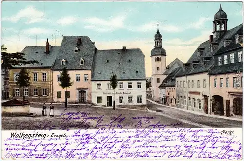 Wolkenstein Markt und Straße 1907