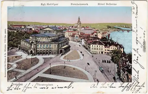 Innere Altstadt-Dresden Drježdźany Blick über den Theaterplatz - Richtung Friedrichstadt 1906