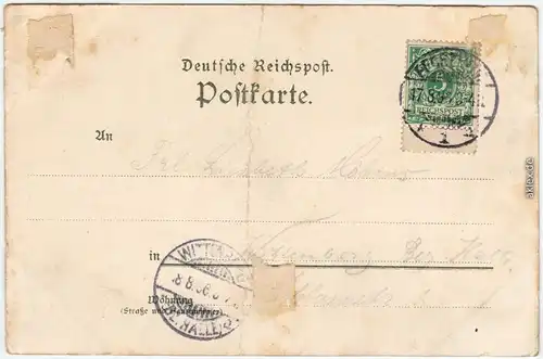 Karlsruhe 3 Bild Litho: Großherzog von Baden-Baden, Schloß und Halle 1896