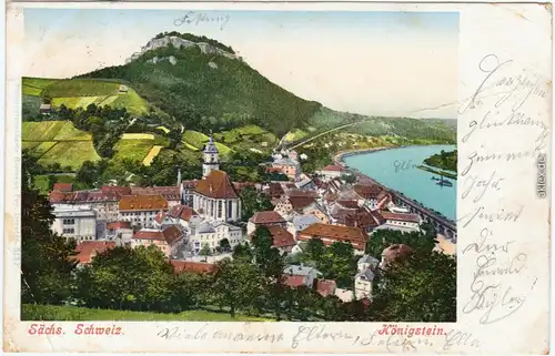 Königstein (Sächsische Schweiz) Bkick auf die Stadt 1901