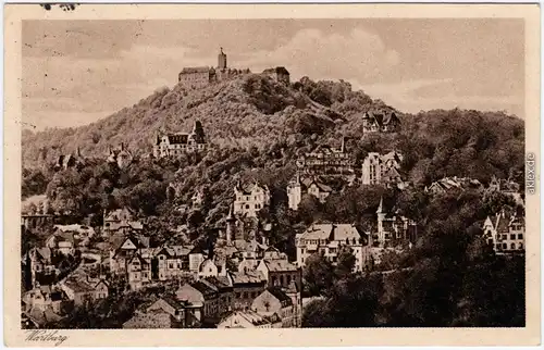 Eisenach Blick auf die Stadt mit der Wartburg 1925