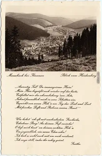 Manebach-Ilmenau Blick vom Heidenberg - mit Goethegedicht 1932