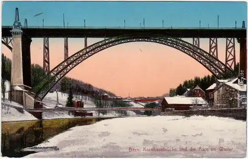 Bern  Kornhausbrücke und die Aare im Winter 1911