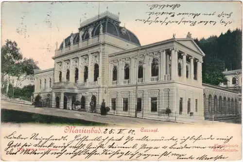 Marienbad Mariánské Lázně Kursaal - Künstlerkarte handkoloriert 1902