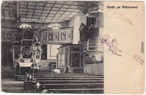 Dittersdorf-Amtsberg  Kirche zu Dittersdorf Altar und Kanzel 1910