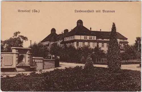 Arnsdorf (Sachsen)  Landesanstalt mit Brunnen 1926