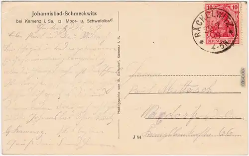 Schmeckwitz (Oberlausitz) Smječkecy 2 Bild: Kurhaus und Handricksteich 1919