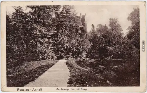 Roßlau (Elbe) Schlossgarten mit Burg 1920