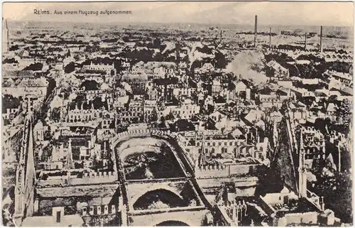 Reims Reims Luftbild - zerstörte Stadt 1916