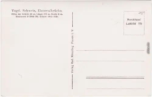 Jocketa-Pöhl Luftbild: Elstertalbrücke 1932