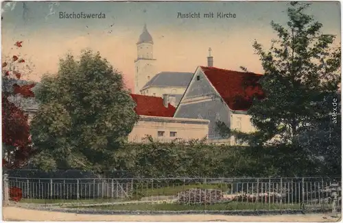 Bischofswerda Ansicht mit Kirche 1937