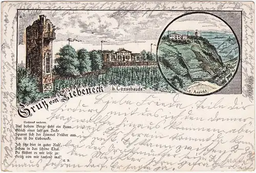 Cossebaude-Dresden Drježdźany Liebeneck Litho 1905