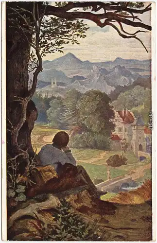 Künstlerkarte: M. v. Schwind: Auf der Wanderschaft 1916