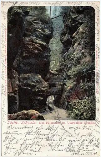 Wehlen Das Felsentor im Uttewalder Grunde - Sächs.-Schweiz 1906