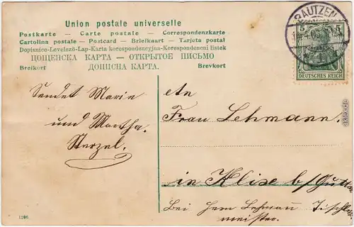 Fröhliche OSTERN! Mädchen mit Ostereier in Schubkarren 1903 Stempel Bautzen
