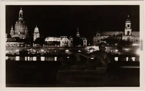 Innere Altstadt-Dresden Drježdźany bei Nacht - Panorama 1956