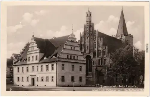 Sommerfeld (Neumark) Lubsko Markt, Schloss und Stadtpfarrkirche 1930