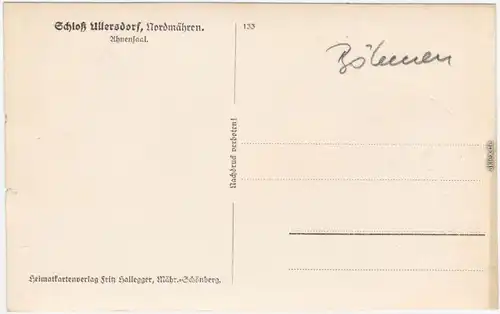 Groß Ullersdorf Velké Losiny Ahnensaal - Schloß 1930