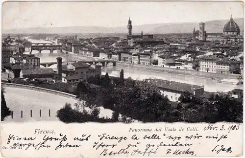 Vintage Postcard Florenz Firenze Panorama dal Viala de Colli 1903
