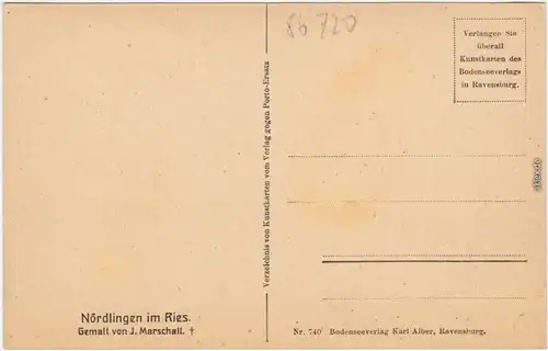 Ansichtskarte Nördlingen Totale (Künstlerkarte) 1917