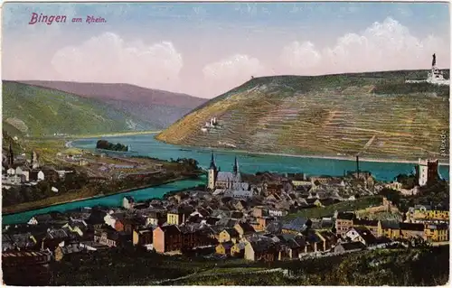 Bingen am Rhein Blick über die Stadt 1916