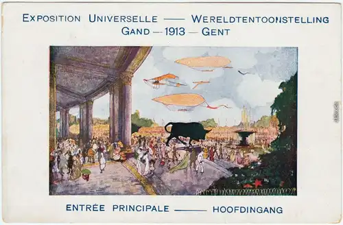 Gent Ghent (Gand) Künstlerkarte Exposition Universelle - Entree Principale 1913