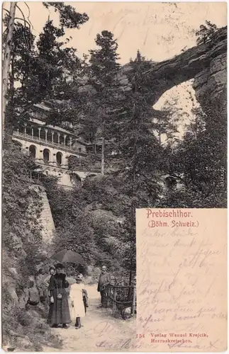 Tetschen-Bodenbach Decín Familie Prebischtor Ansichtskarte b Teplice   1903