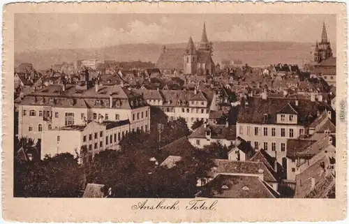 Ansichtskarte Ansbach Blick über die Dächer 1919