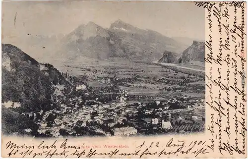 Ansichtskarte Bad Ragaz Blick auf die Stadt Kanton St. Gallen  1901