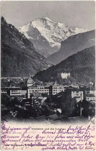 Ansichtskarte Interlaken Blick auf die Stadt 1905