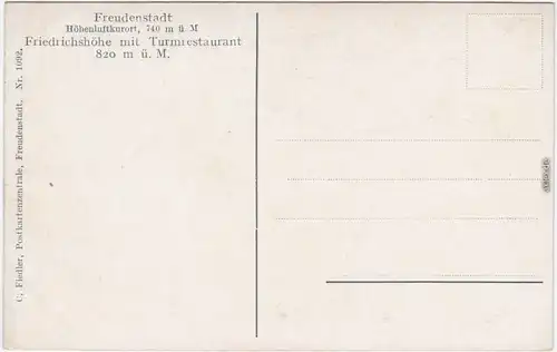 Ansichtskarte Freudenstadt Friedrichshöhe mit Turmrestaurant 1913