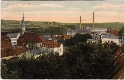 Lunzenau Blick auf Stadt und Fabrikanlagen 1903