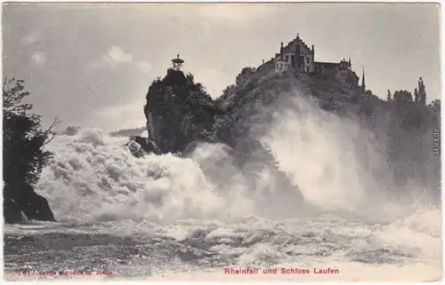 Ansichtskarte Neuhausen Rheinfall und Schloss Laufen K Schaffhausen 1908