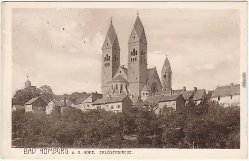 Ansichtskarte Bad Homburg vor der Höhe die Stadt und Erlöserkirche 1908