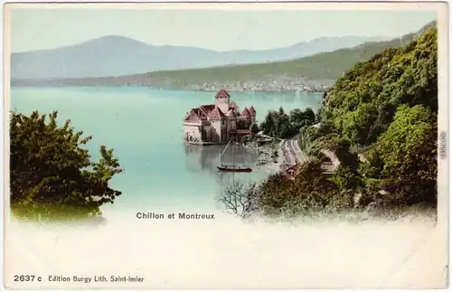 Postcard CPA Montreux (Muchtern)  Waadt Blick über den See 1909