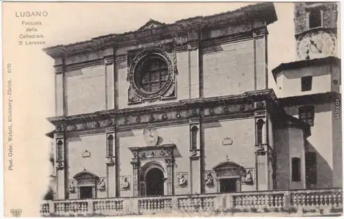 Lugano Facciata della Cattedrale San Lorenzo Ansichtskarte  1910