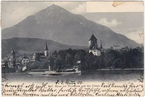 Spiez Stadt und Dampfer 1906