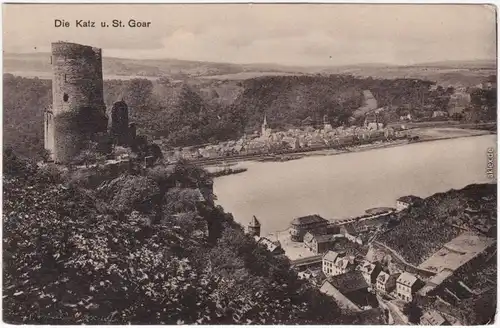 St. Goarshausen Blick auf Katz und St. Goar 1918