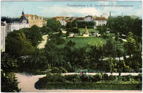Frankenberg (Sachsen) Friedenspark und Siegesdenkmal 1916