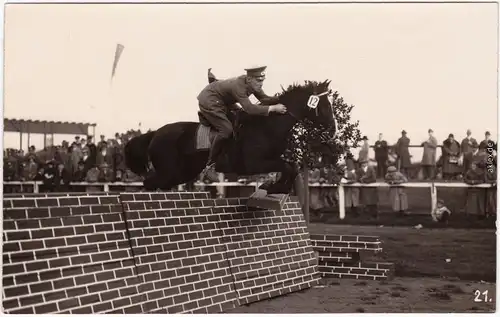 Ansichtskarte  Springreiter - Sprung über Mauer, Turnier 1924